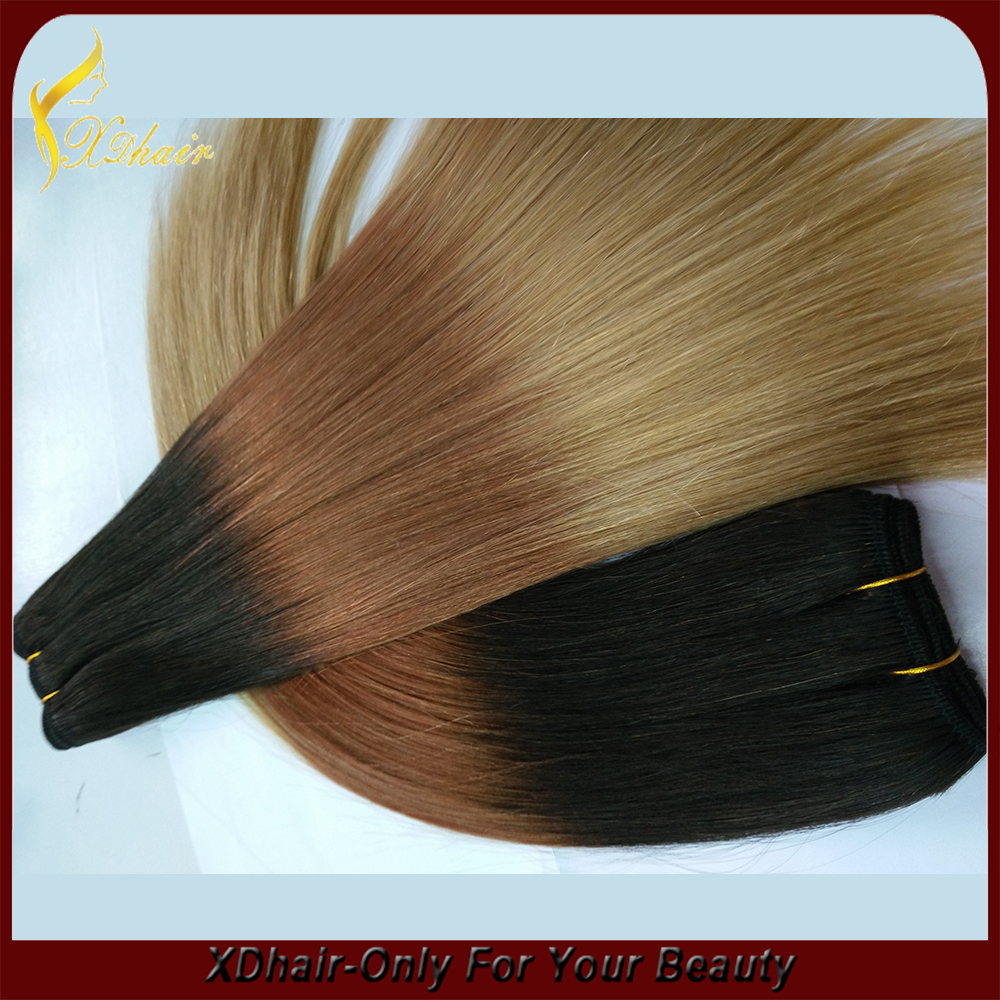 Top grade human hair extension dip dye weft 100g/pc