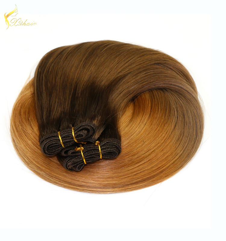 Top quality 100% brazilian remy hair two tone braiding hair weft