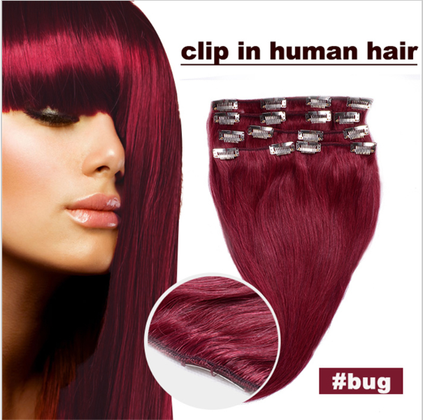 Top quality clip in hair extension 50g-260g per set premium quality human hair