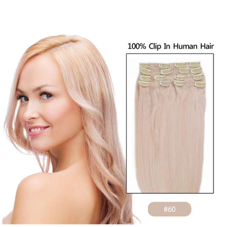 Top quality clip in hair extensions with wholesale price, 100% virgin Asian hair