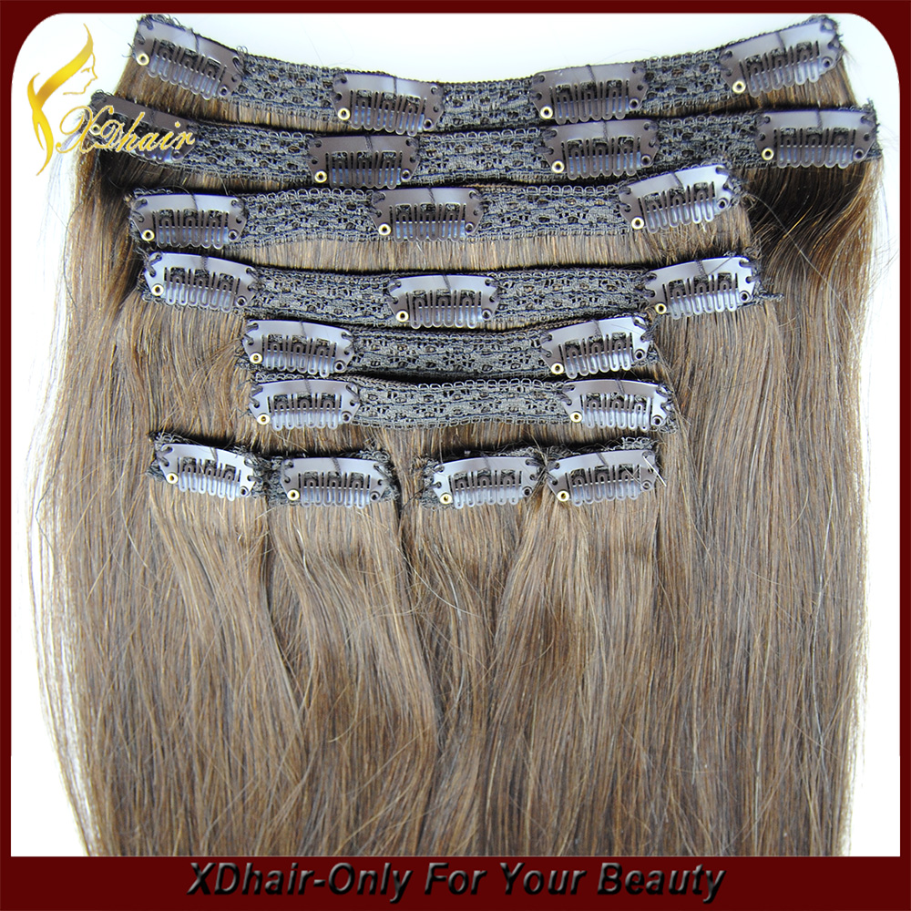 De calidad superior más popular precio al por mayor de clip en extensiones de cabello virgen remy