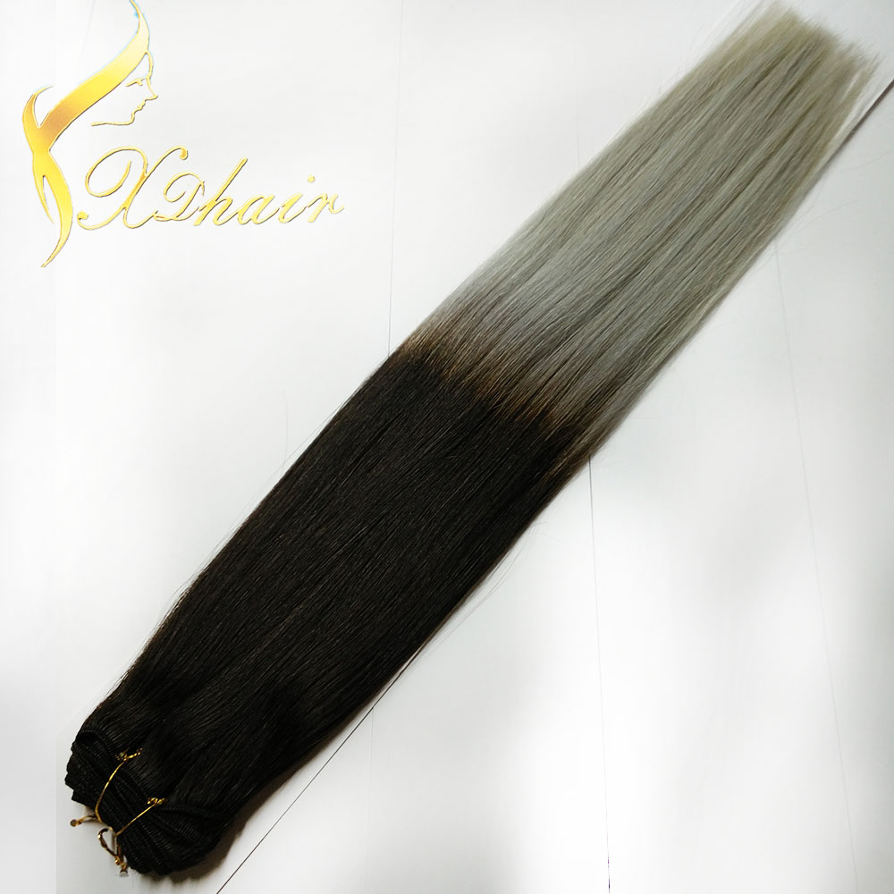 Top quality natural human hair weaving 100g bundle hair weft grey hair