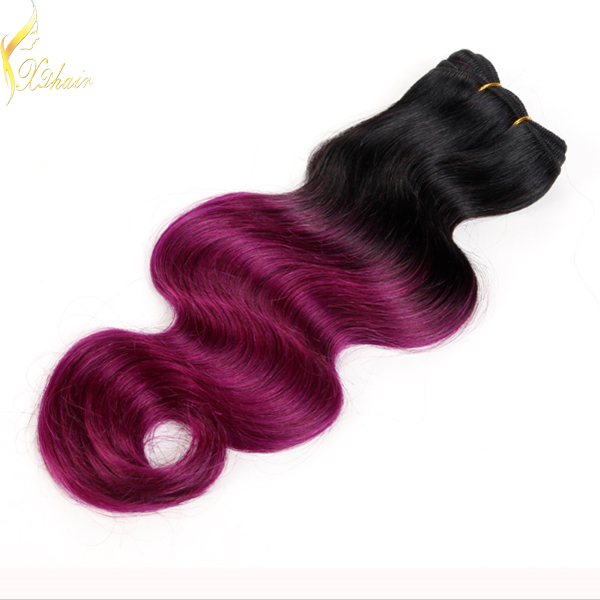 Two tone color human hair weft ombre top quality hair weaving