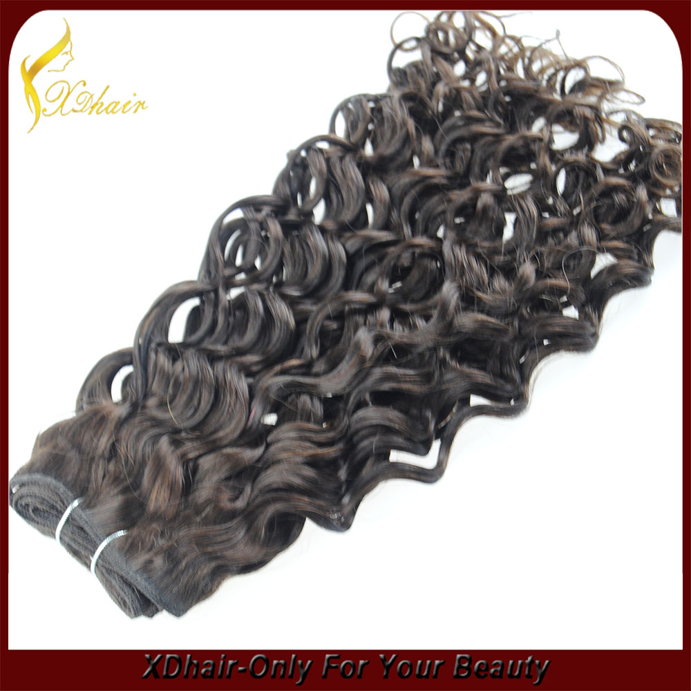 Unprocess human hair extension wavy hair weft machine made weft