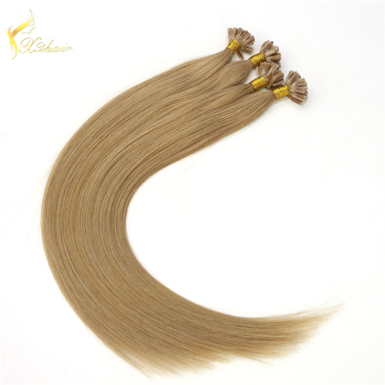 Virgin Unprocess High quality Silky Straight remy virgin european u tip hair extensions with diamond remy hair for white women