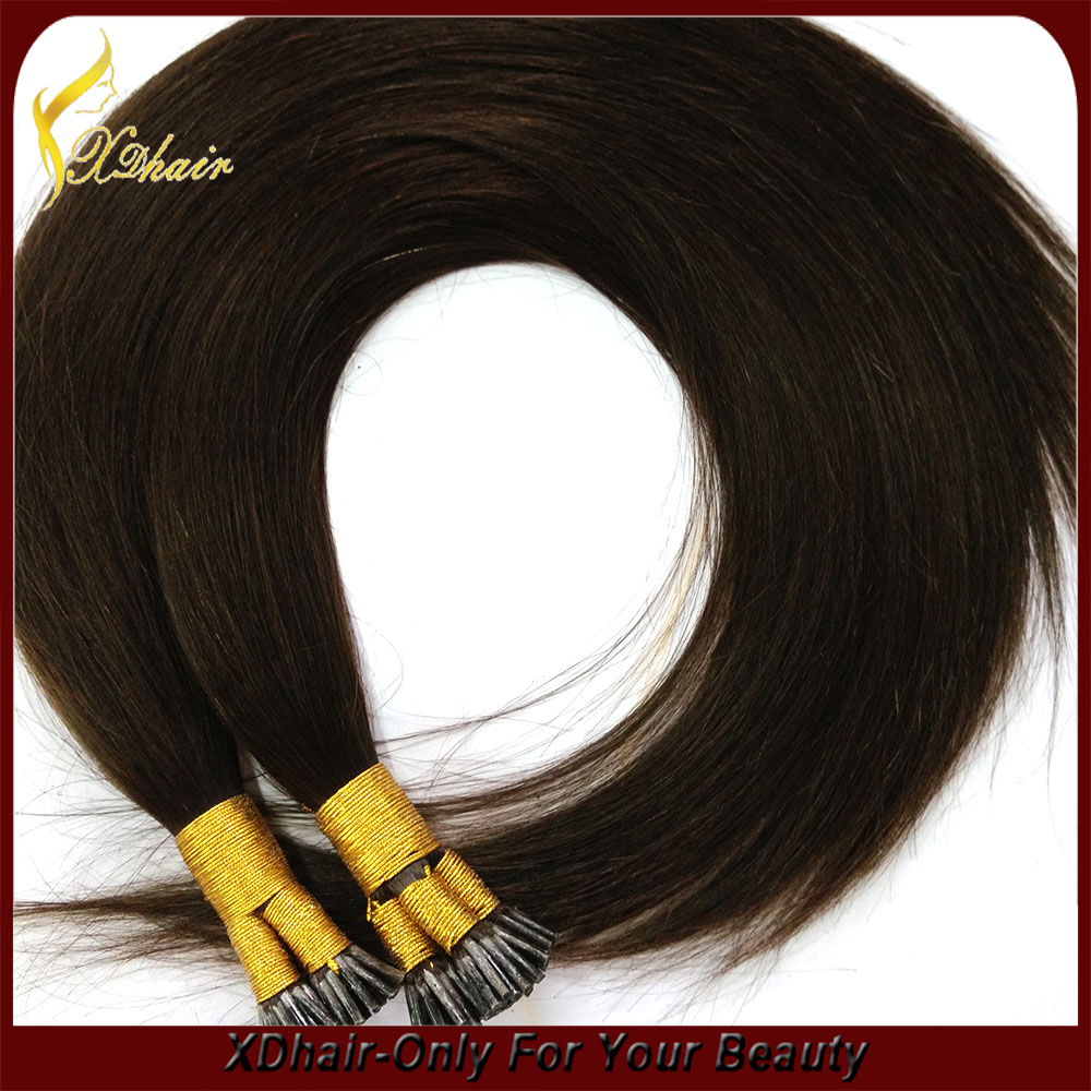 Extensión del pelo remy virginal U punta 1garm pelo negro natural por línea