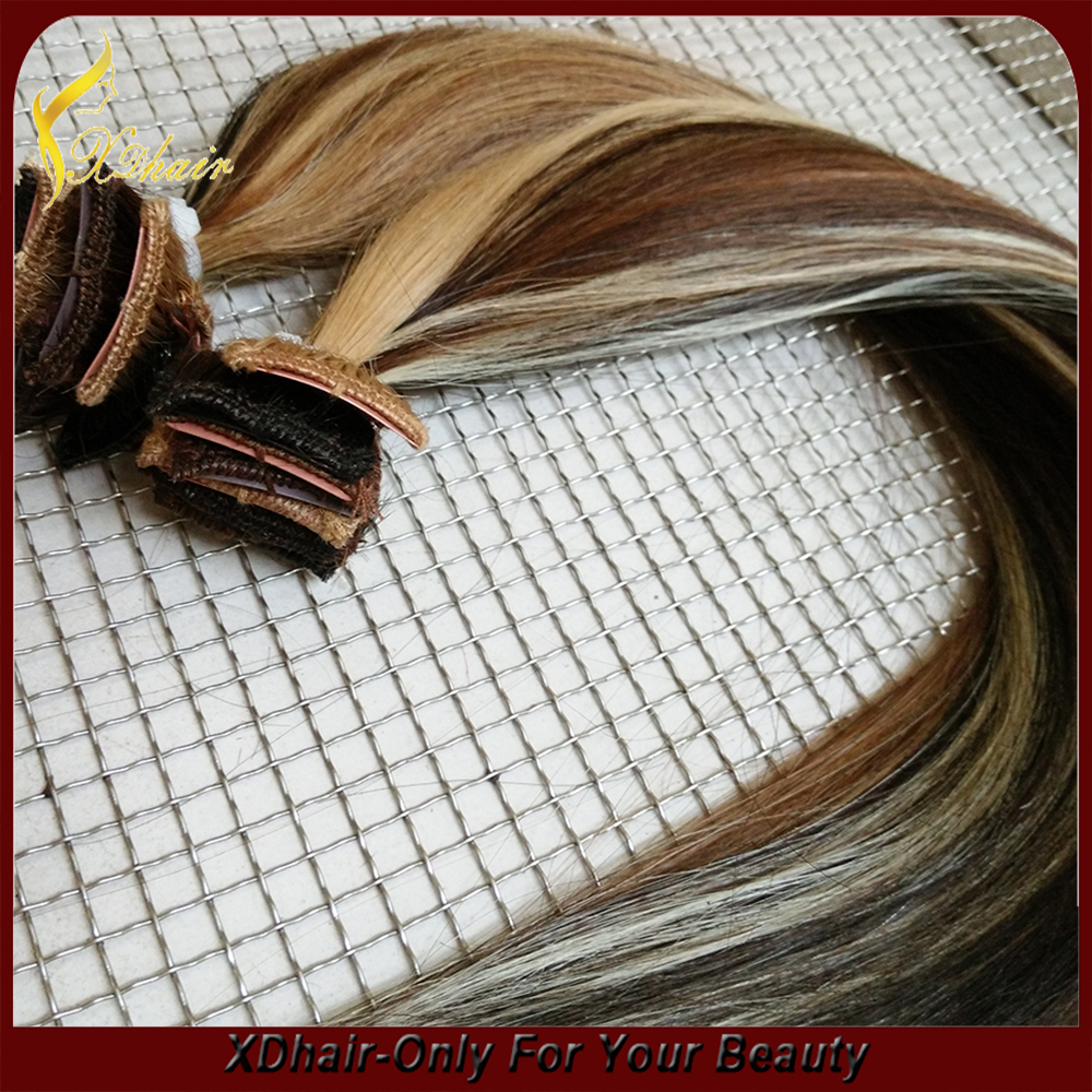 延長流行っ色最高品質のインドの髪でバージンレミー混色クリップ