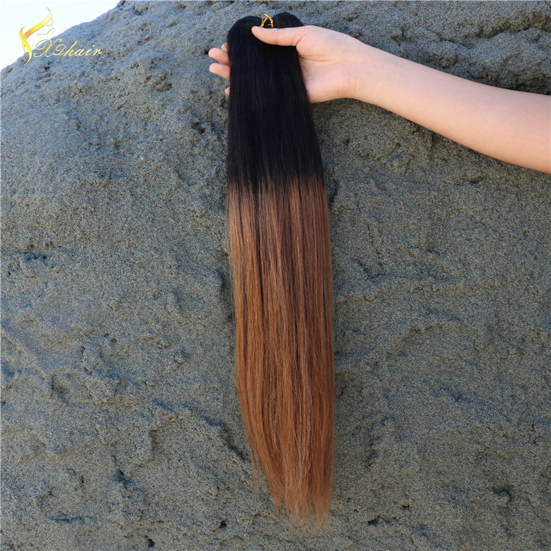 Wholesale 8A grade virgin european hair ombre color #1b T #6 straight human hair machine weft