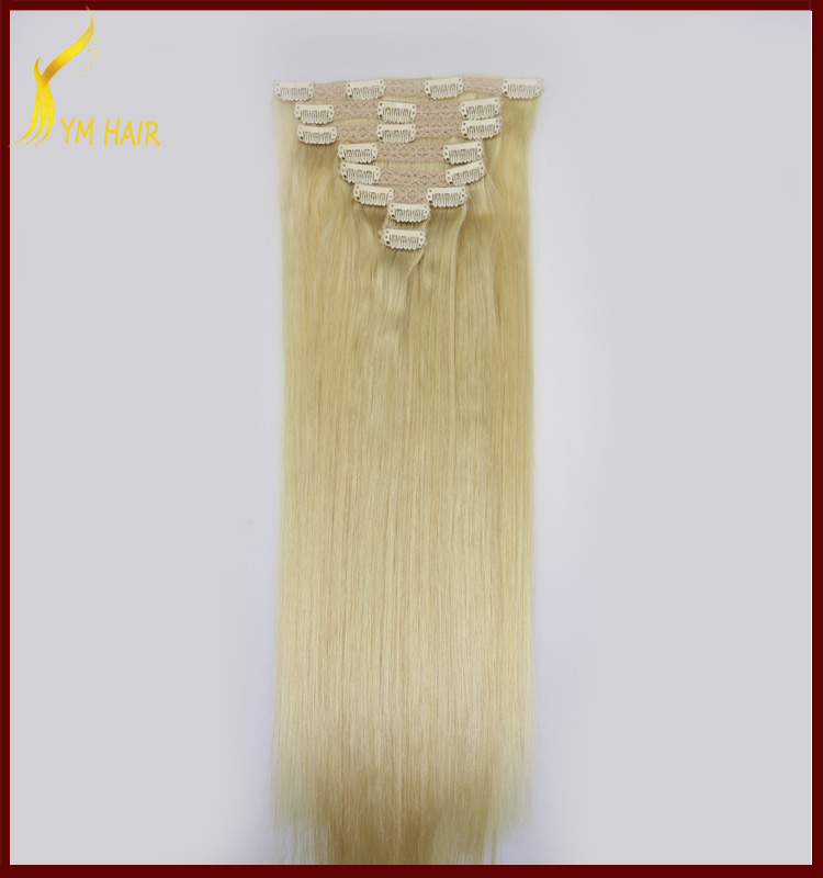 Wholesale best quality remy clip extensions double drawn cuticle hair straight