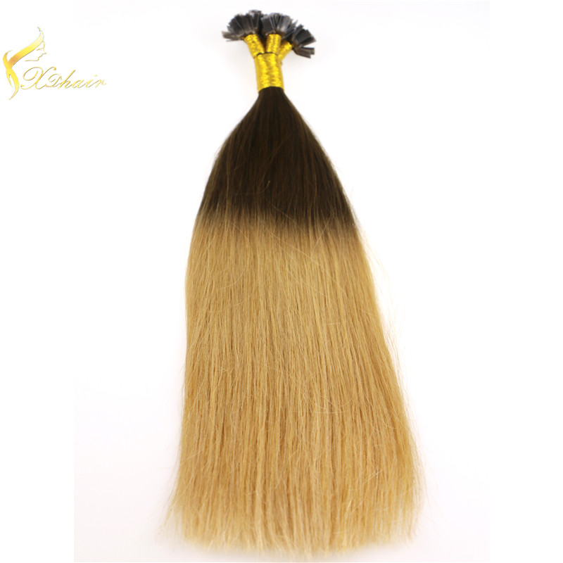 Wholesale brazilian human fusion extension ombre color hair extensions ombre nail tip fusion hair