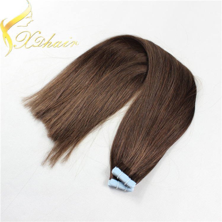 Wholesale double drawn high quality brazilian straight stick tape hair extension