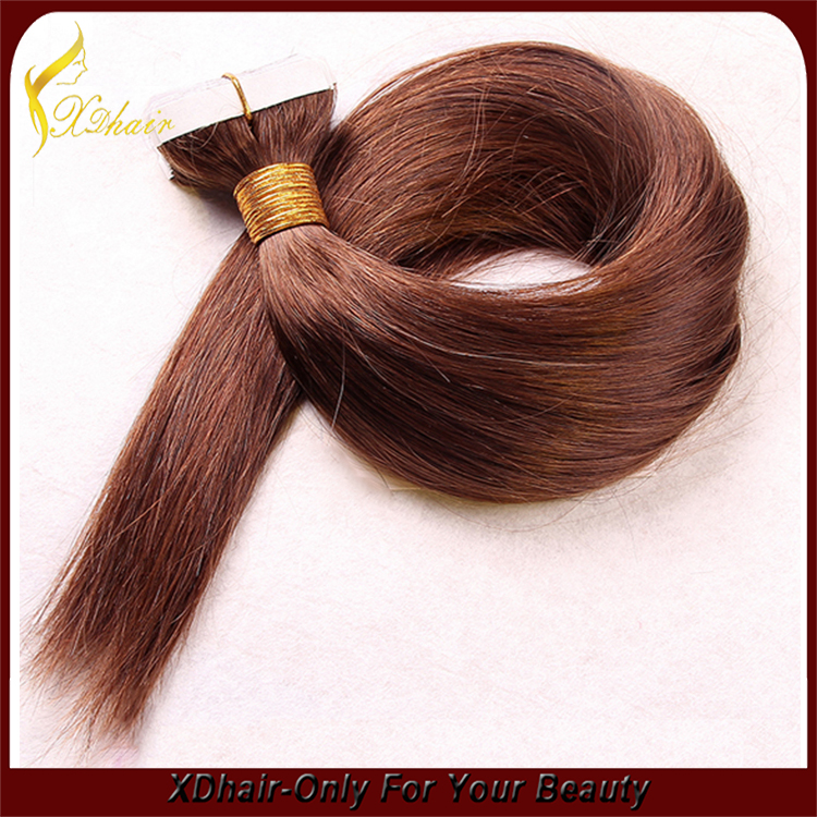 Wholesale factory price high quality glue 100% Brazilian virgin remy American blue glue dark brown tape hair extension