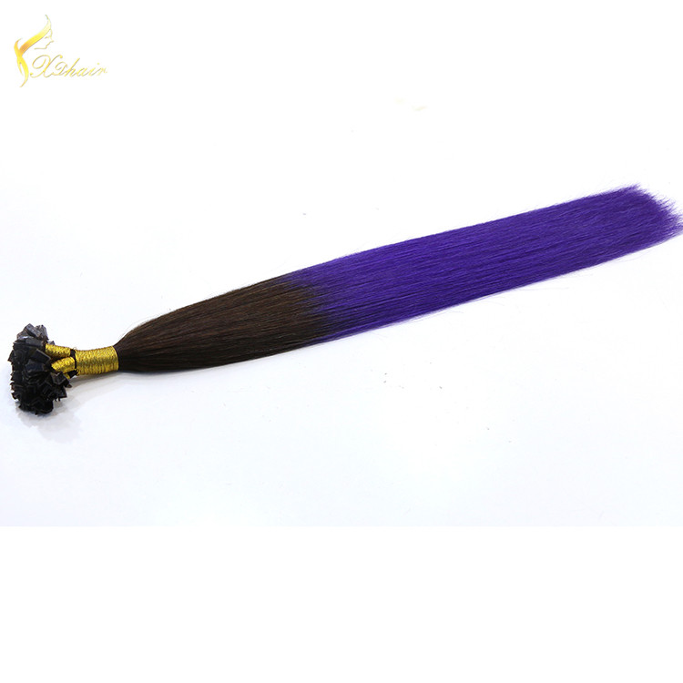 Wholesale in China Keratin Tip U Shape Hair 18inch Ombre#1b/Purple 1g strand Ke