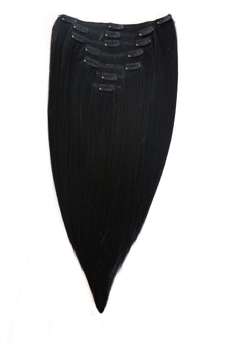 Wholesale no tangle no shedding 100% human hair double weft clip in human hair extension
