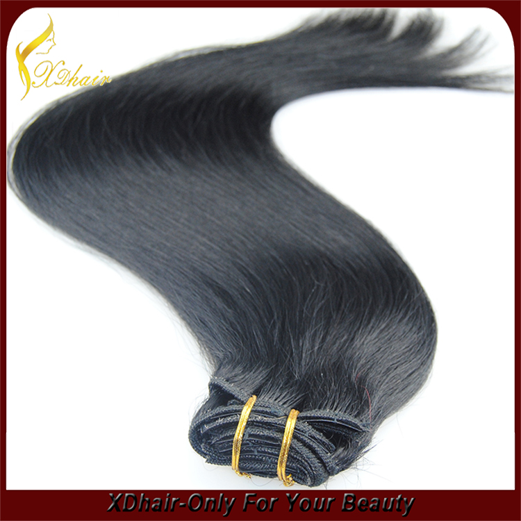 Wholesale price high quality 100% Indian virgin remy human hair weft bulk double weft double drawn hair weave