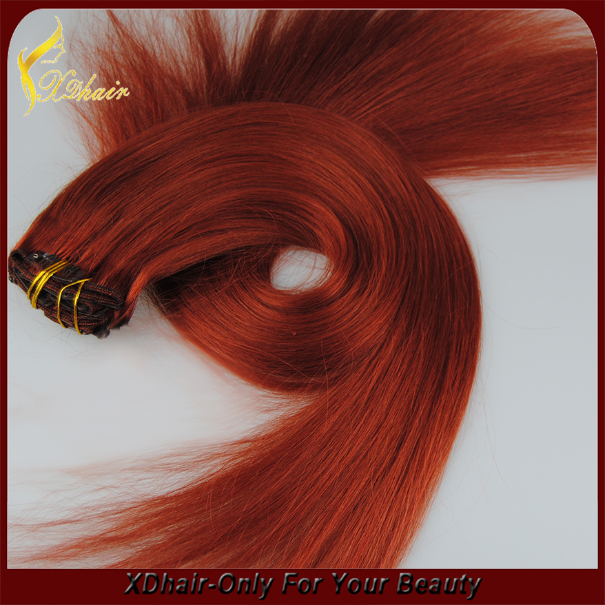 Xinda Factory Prijs 6A Onverwerkte Red Clip In Human Hair Extension