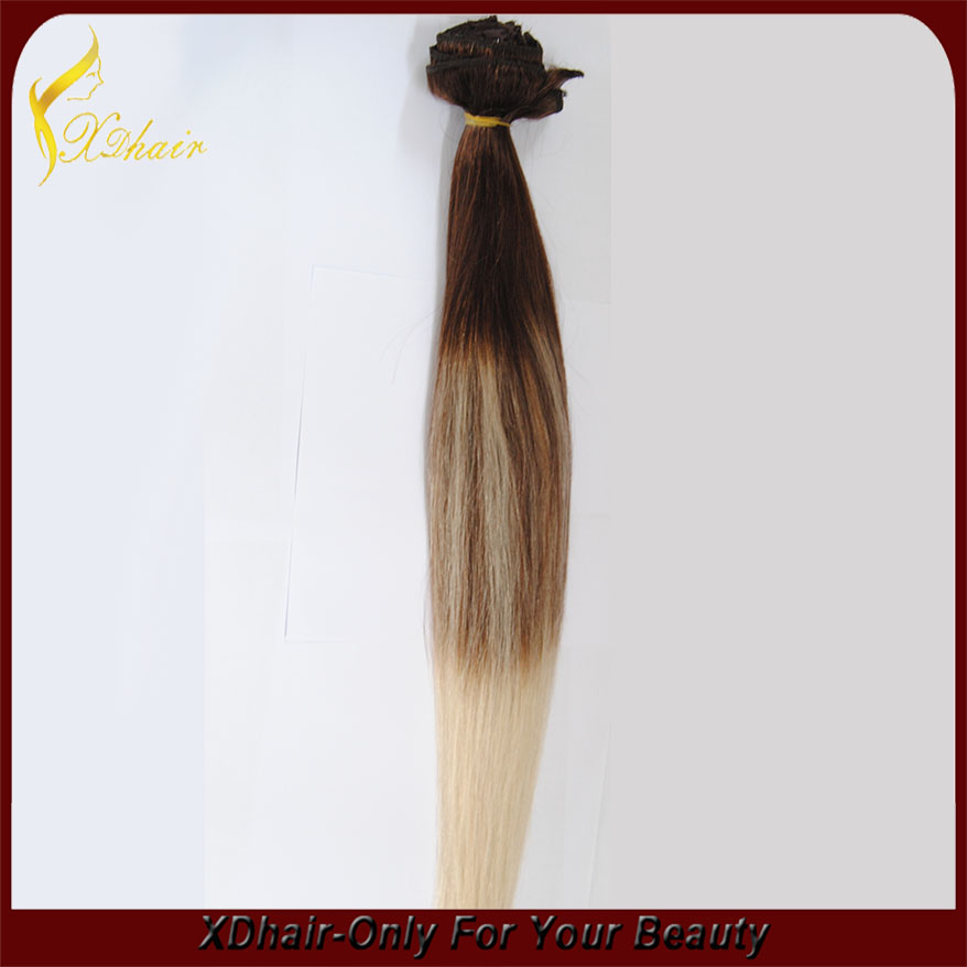 couleur ombre remy clip cheveux raides brésilien à l'extension de cheveux