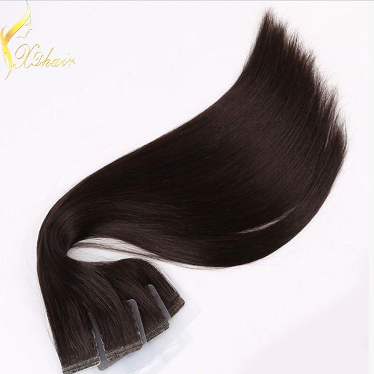 double drawn 100% virgin remy human hair black color tape hair extension