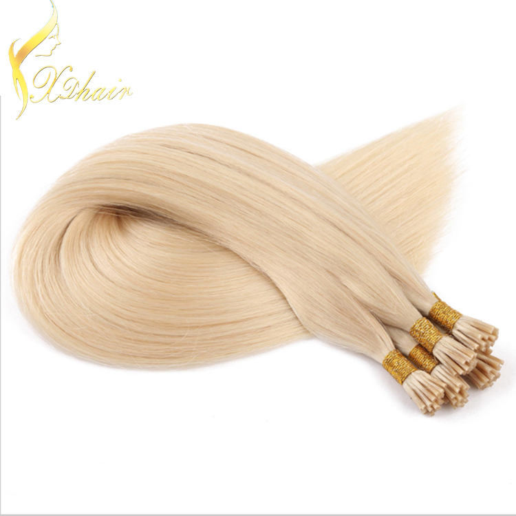 hot selling good quality brazilian vigin wholesale unprocessed i tip hair extension Golden yellow long straight hair