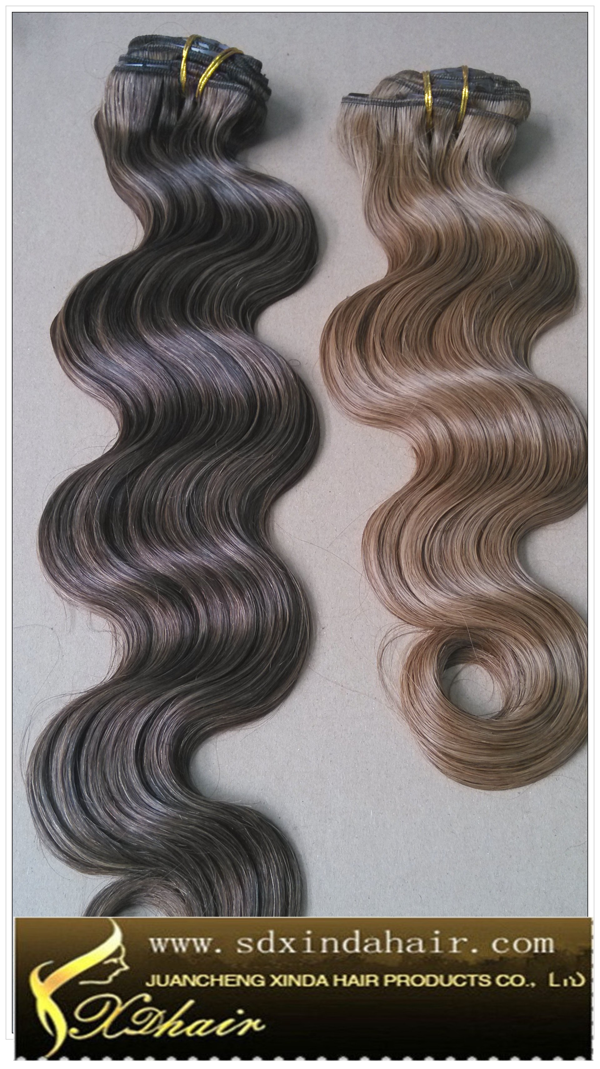 low price 100% human remy hair weft, silky straight 8-32 inch/18pcs clip on hair extension