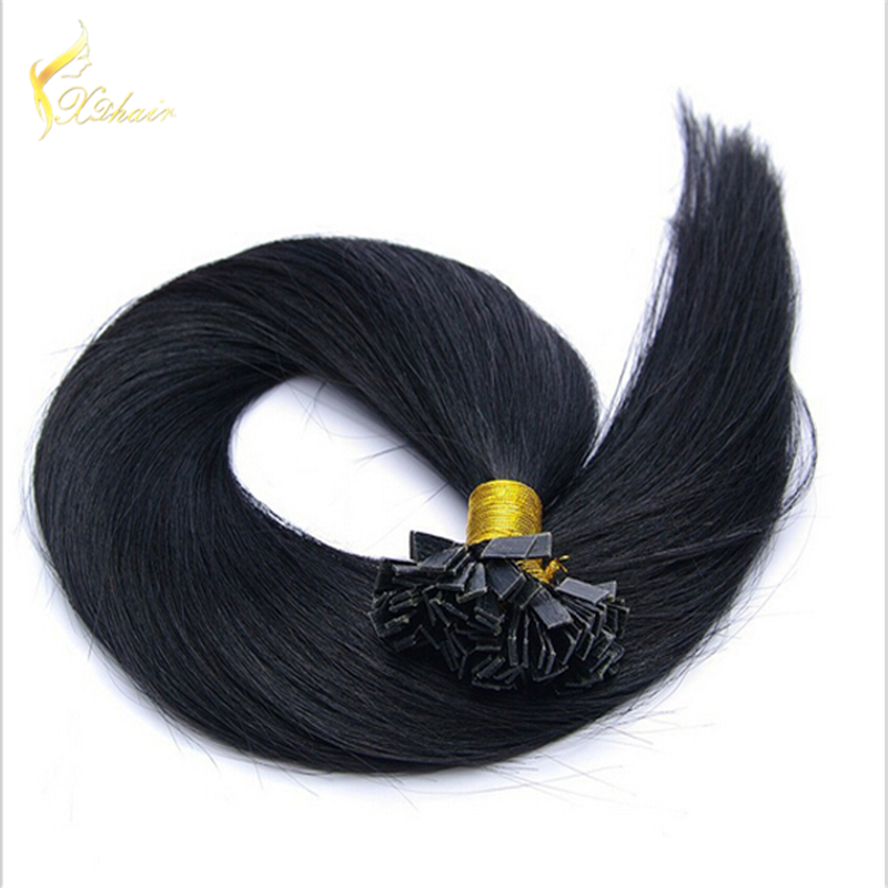 natural black human hair extensions ,virgin brazilian hair flat tip hair for women