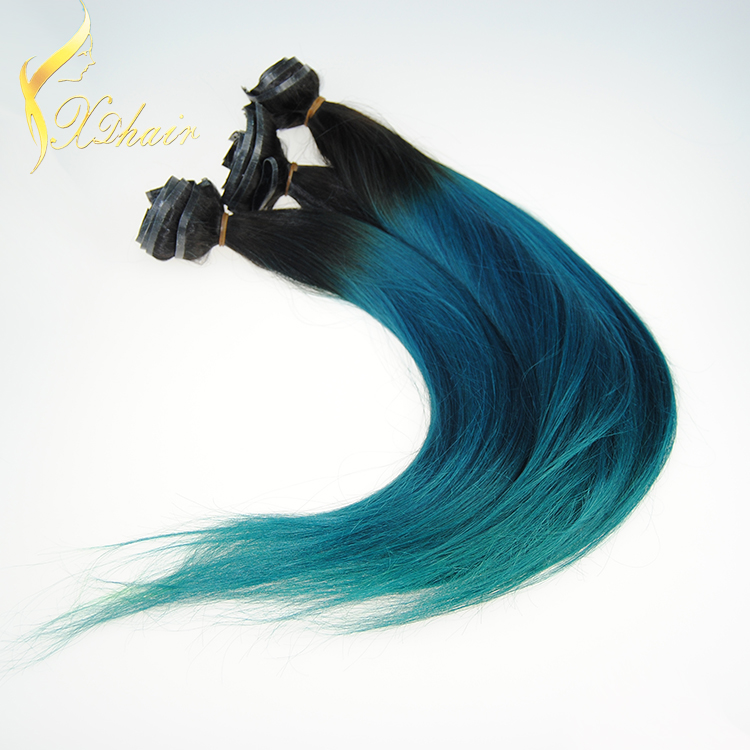 top quality cheap 100% human hair clip in ombre hair extension with hair extension labels