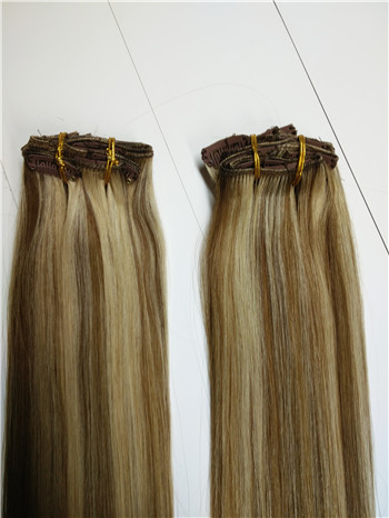 unprocessed brazilian hair double weft blond clip on remy hair extensions with lace
