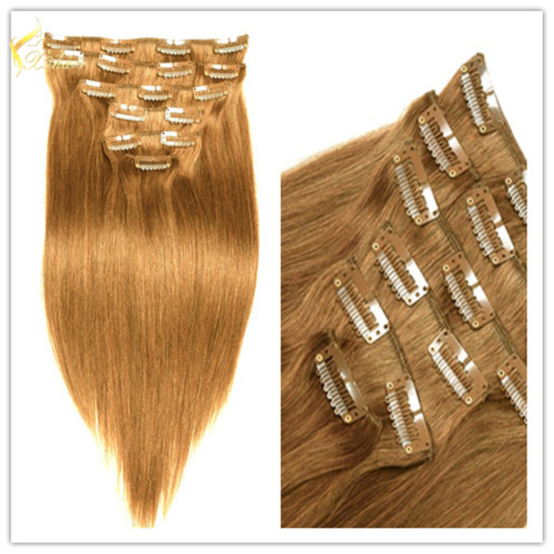 unprocessed clip in hair extension for white woman Piano color human hair weave chinese human hair extension