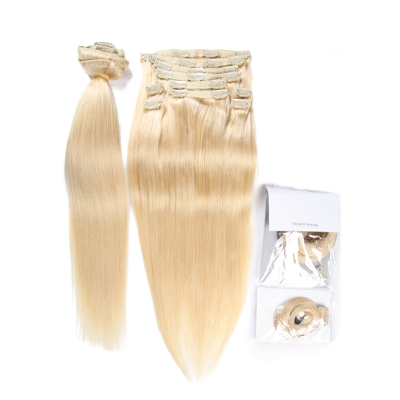 very cheap Honey Blonde Brazilian Hair kinky straight Virgin Hair clip in hair extensions