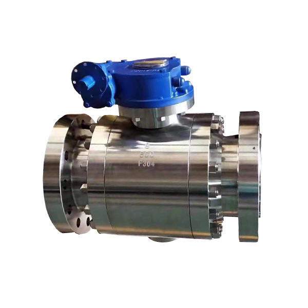 8inch 800LB F304 metal to metal seated trunnion RF flange 3 pc worm gear operated ball valve