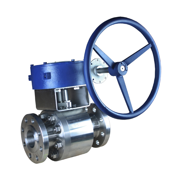 DN80 PN63 A182 F316 metal seated floating RF connection 2 pc Worm gear handle operated ball valve