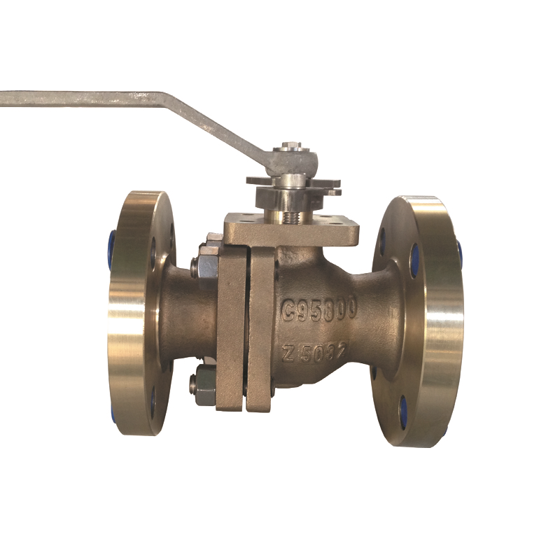 Handle operated 2'' 150LB ASTM B148 UNS C95800 casting PTFE seat floating FF connection 2 pc ball valve