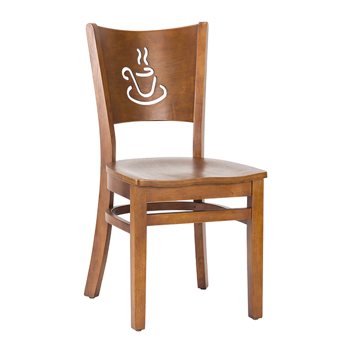 Cafe Wood Chair Wood Back with Cup Cutout Armless Dining Chair Manufacturer