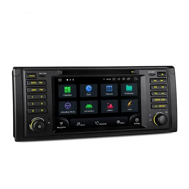 Tela de toque de 7 polegadas 1 DIN Android 12 6GB 128 GB DVD Player para BMW E39