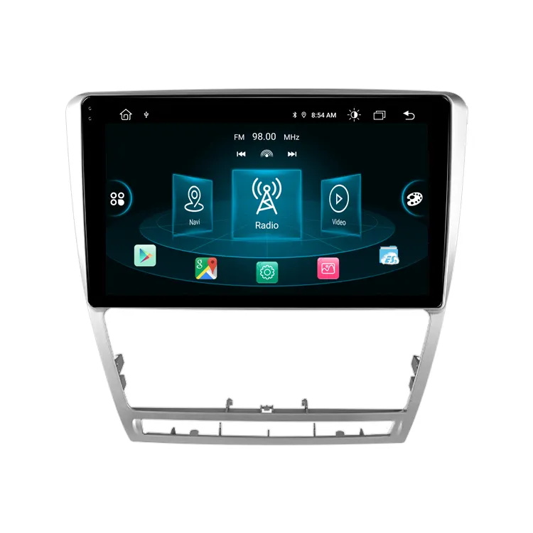 9 "Android suporta câmera reversa Visualização traseira espelhada BT Video de navegação de rádio Player para Skoda Octavia 2007-2014