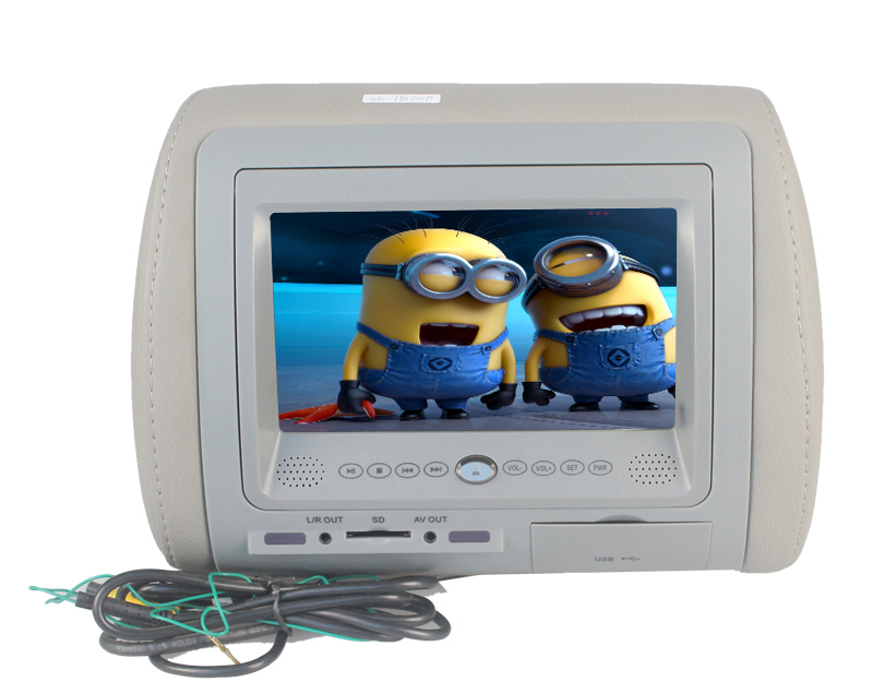 Encostos de Cabeça DVD player com 7 '' LCD DVD com o botão touch / USB / SD / IR transmissor / FM e função do jogo