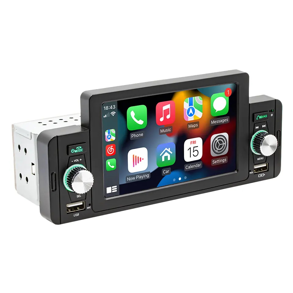 Ein Din 5 -Zoll -Bildschirm Mirror Link Video Out Single 1 Din Car MP5 Player CarPlay Android Auto Car Radio Stereo Video MP3 DVD