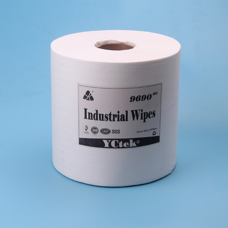 China Supplier 55%Woodpulp 45%Polyester Industry Non woven Cleaning wipe