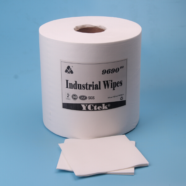 เยื่อกระดาษดูดซับสูงและโพลีเอสเตอร์ด้วยผ้าเช็ดทำความสะอาดด้านอุตสาหกรรมแบบลามิเนท