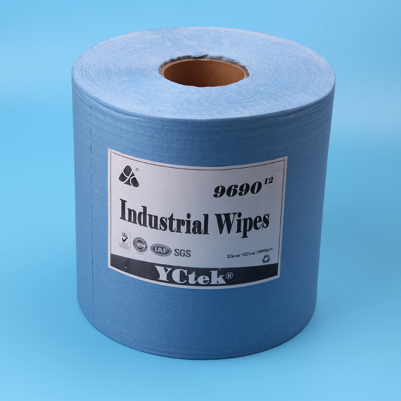 Spunlace Non woven Blue Industrial Cleaning Roll Wipes