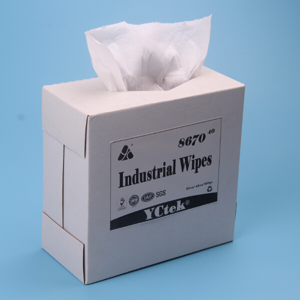 White Super Absorbent Woodpulp And Polypropylene General Industrial Cleaning Wipes