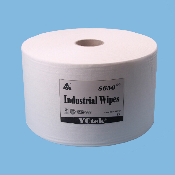 YCtek50 Disposable Wipers, Jumbo Roll, White, 1,100 Sheets / Roll