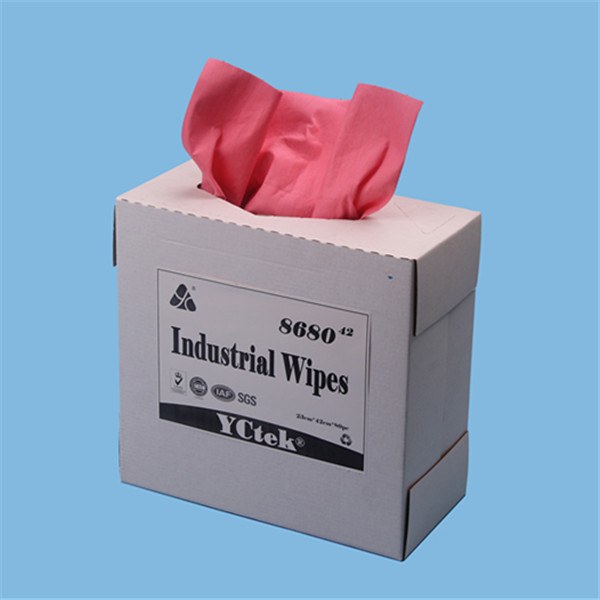 YCtek80 Industrial Cleaning Wipes 9.1” x 16.8” Pop-Up Box, Red, 80 Sheets / Box