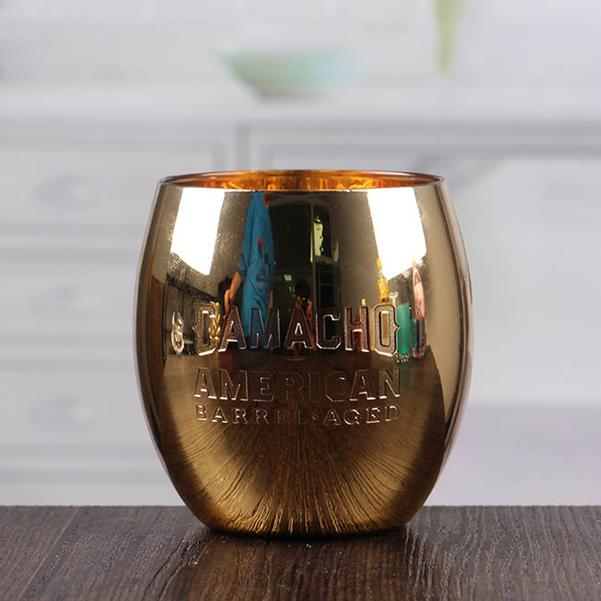 Golden egg shape vela de vidro castiçal decorativo atacado