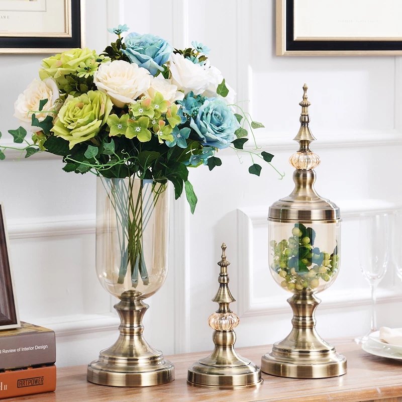 Yeni stil 2017 moda ev eşyaları metal çiçek vazo toptan