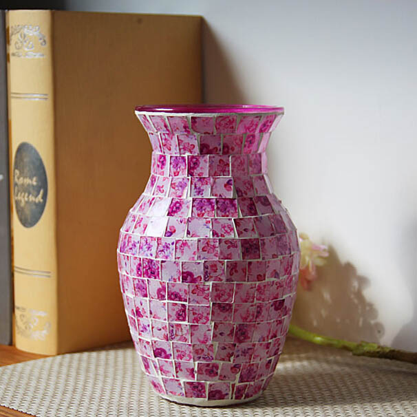 New style pretty  mosaic glass vase set wholesale