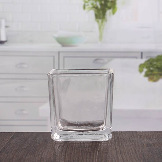 Small clear glass tealight holders square glass candle holders wholesale