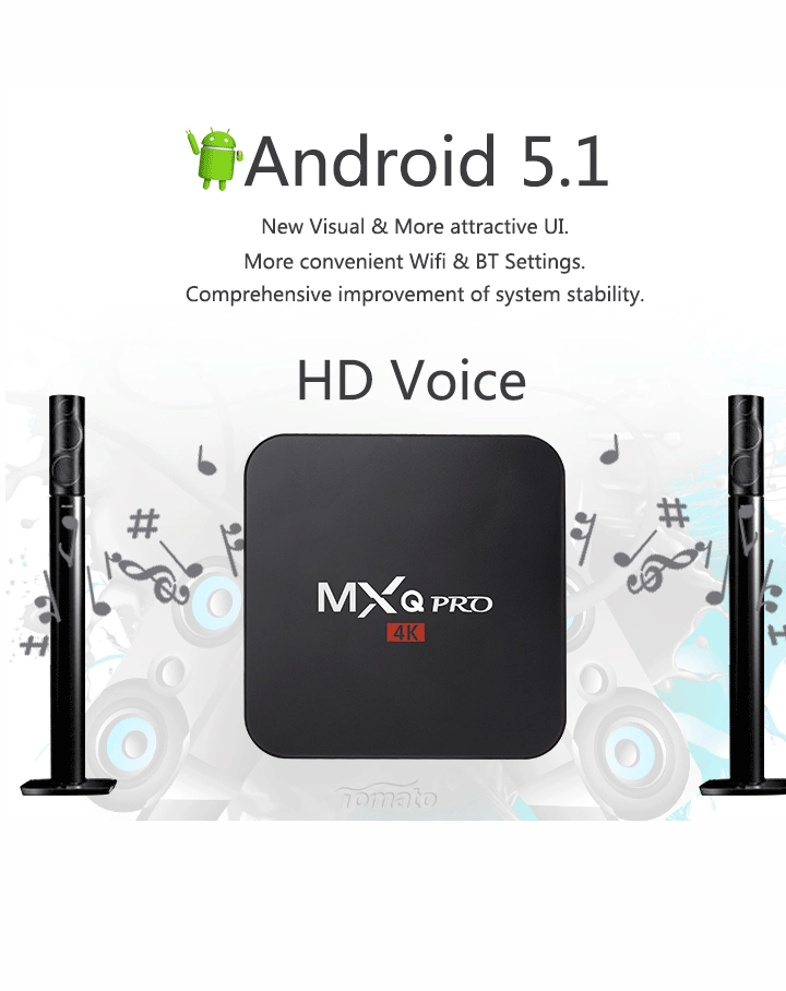 Android 5.1 Amlogic S905 Quad Core Full HD Media Player 1080p Android TV Box Kodi16.0 Quad Core Box MXQ Pro
