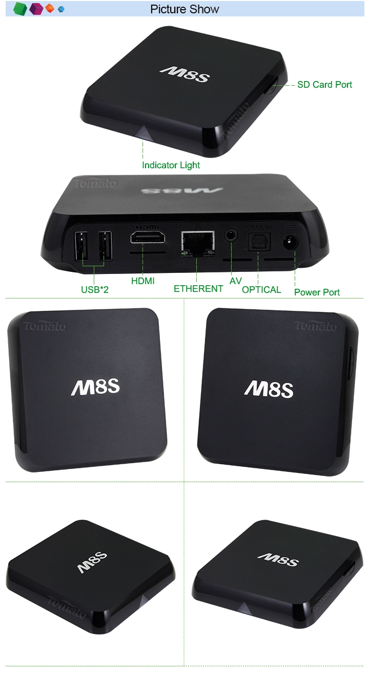Quad Core TV Box TM8S TV Box Ultra HD 4K2K Amlogic S812 Google Android 4.4 TV Box TM8S