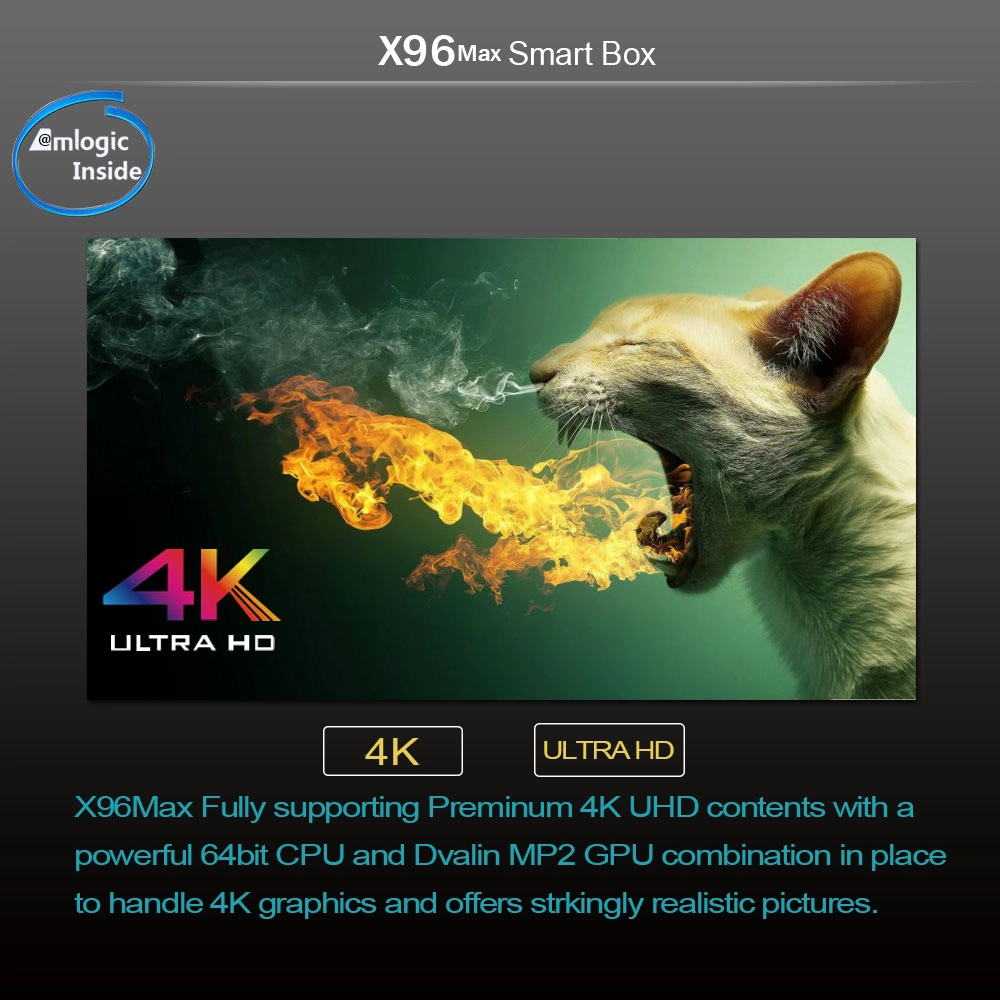 Amlogic S905X2 Quad Core 4GB DDR4 32GB eMMC Android 8.1 Google TV Box X96 Max